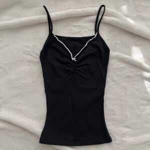 brandy melville archie bow lace tank top black